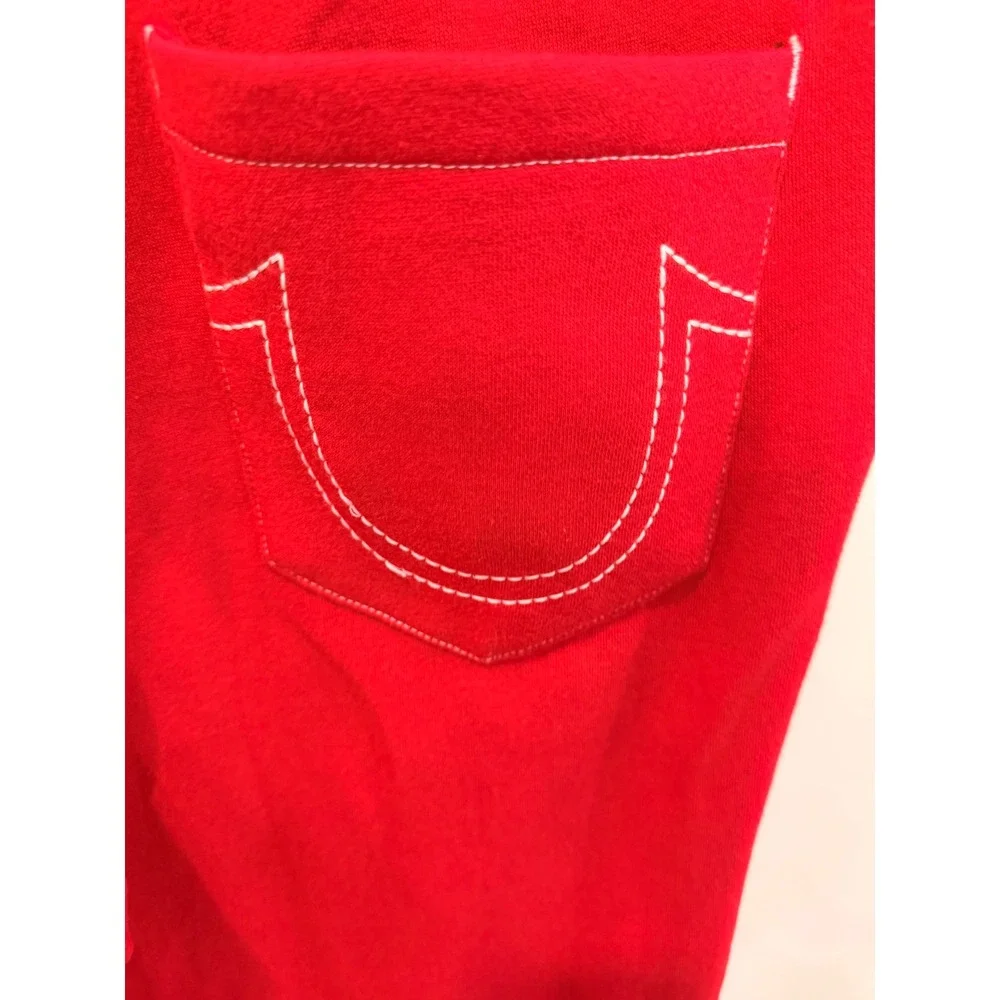 True Religion Classic Logo Velour‎ Jogger Sweatpants Ruby Red Size M NWT